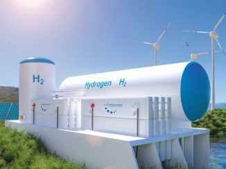 Производство возобновляемой энергии водорода— водородный газ для чистой электроэнергии солнечной и ветряной турбины